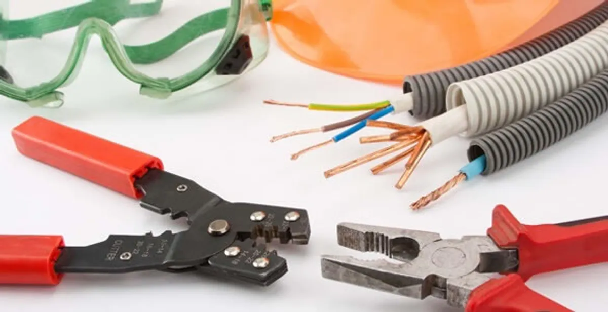 Electrical wiring repair with professional tools and safety equipment in Vail, AZ